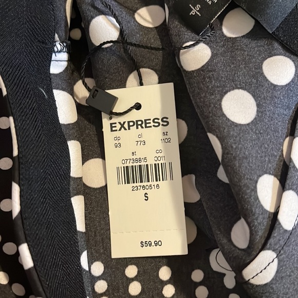 Express Mixed Polka Dot Patchwork Print Satin Midi Skirt Black White NWT-Small - Picture 9 of 13